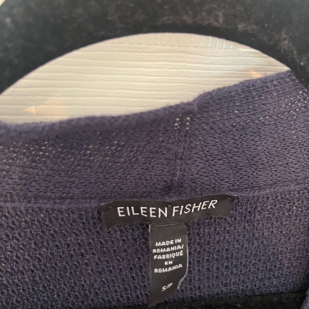 Eileen Fisher Navy‎ Open-Front Knit Cardigan Grandmacore Cottagecore Boho Fairy - Picture 2 of 5
